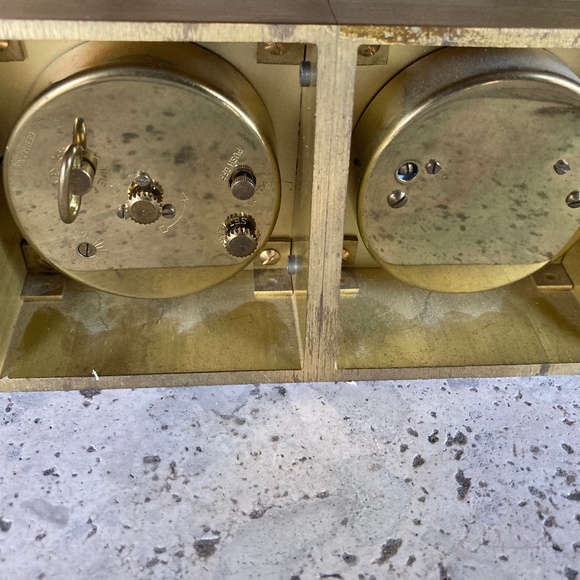 Florn solid brass  vintage  50s alarm clock and barometer  Very Rare  ex.cond. - Picture 7 of 8